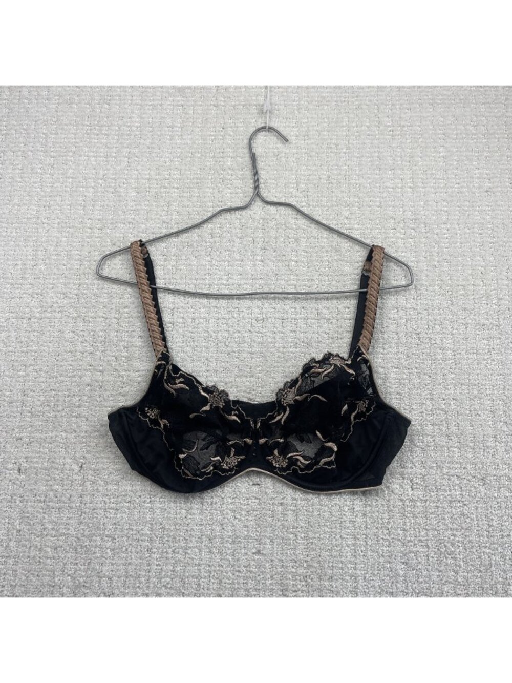 Y2K Maison Lejaby Dark Floral Sheer Lace Bra Goth Grunge Alt Romantic Read